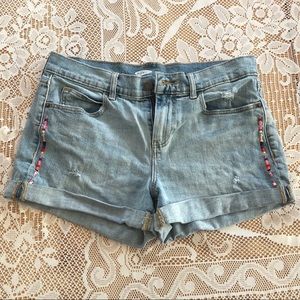 Light wash shorts with embroidery